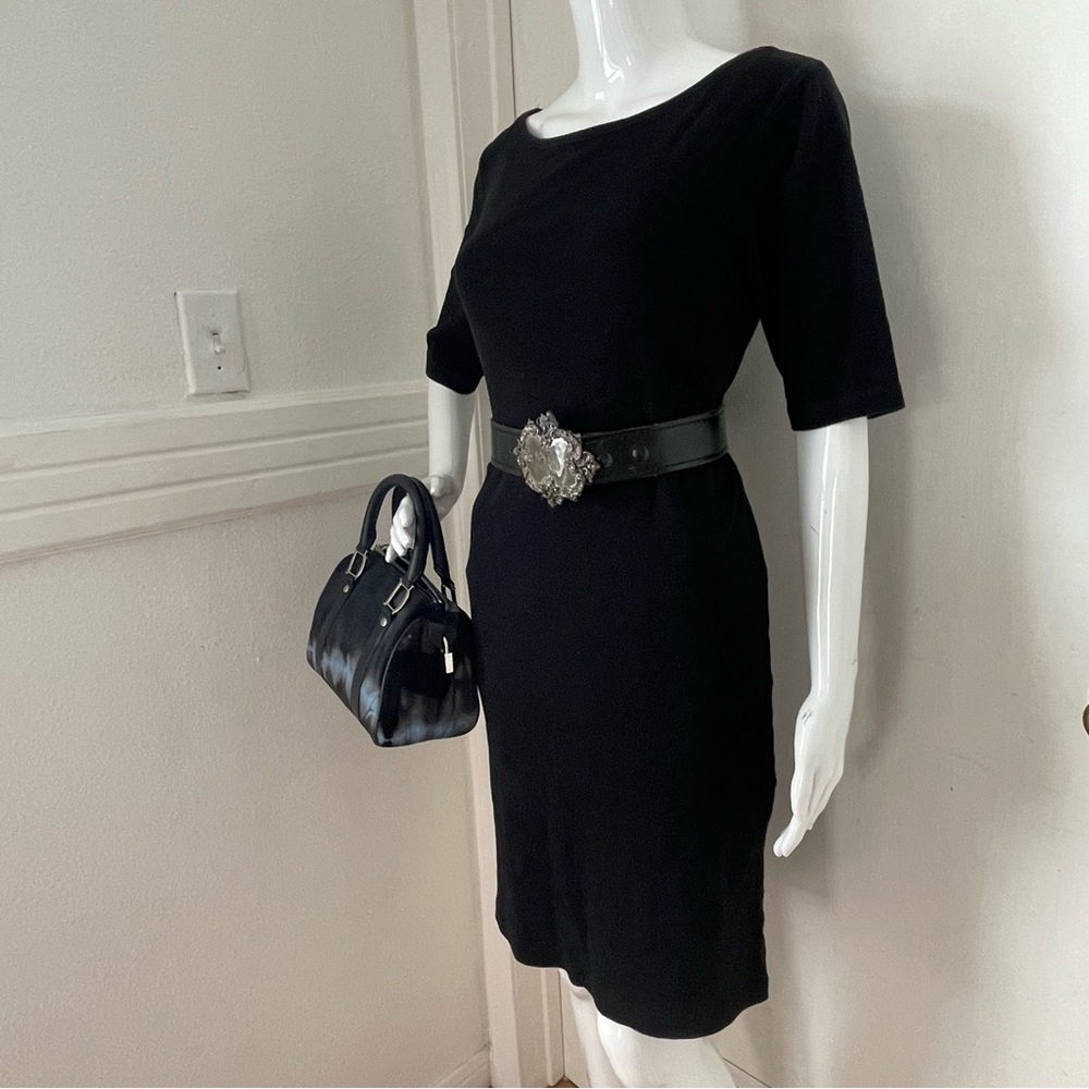 Ralph Lauren Black Cotton Dress 3/4 Sleeve Elegant Business Office Casual - Picture 3 of 15